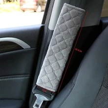 1pc Soft Plush Car Seat Belt Cover, Universal Auto Safety Belt Protector, Warm Shoulder Pad - Grey - View 2