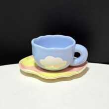 1 件套图案印花马克杯和盘子，现代咖啡杯和盘子套装，适合餐桌返校 - 彩色 - 查看 11