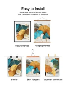 3入組銀杏葉圖案無框現代化學纖維無框畫