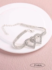 水鑽愛心裝飾腳錬 - 銀色 - 查看 5