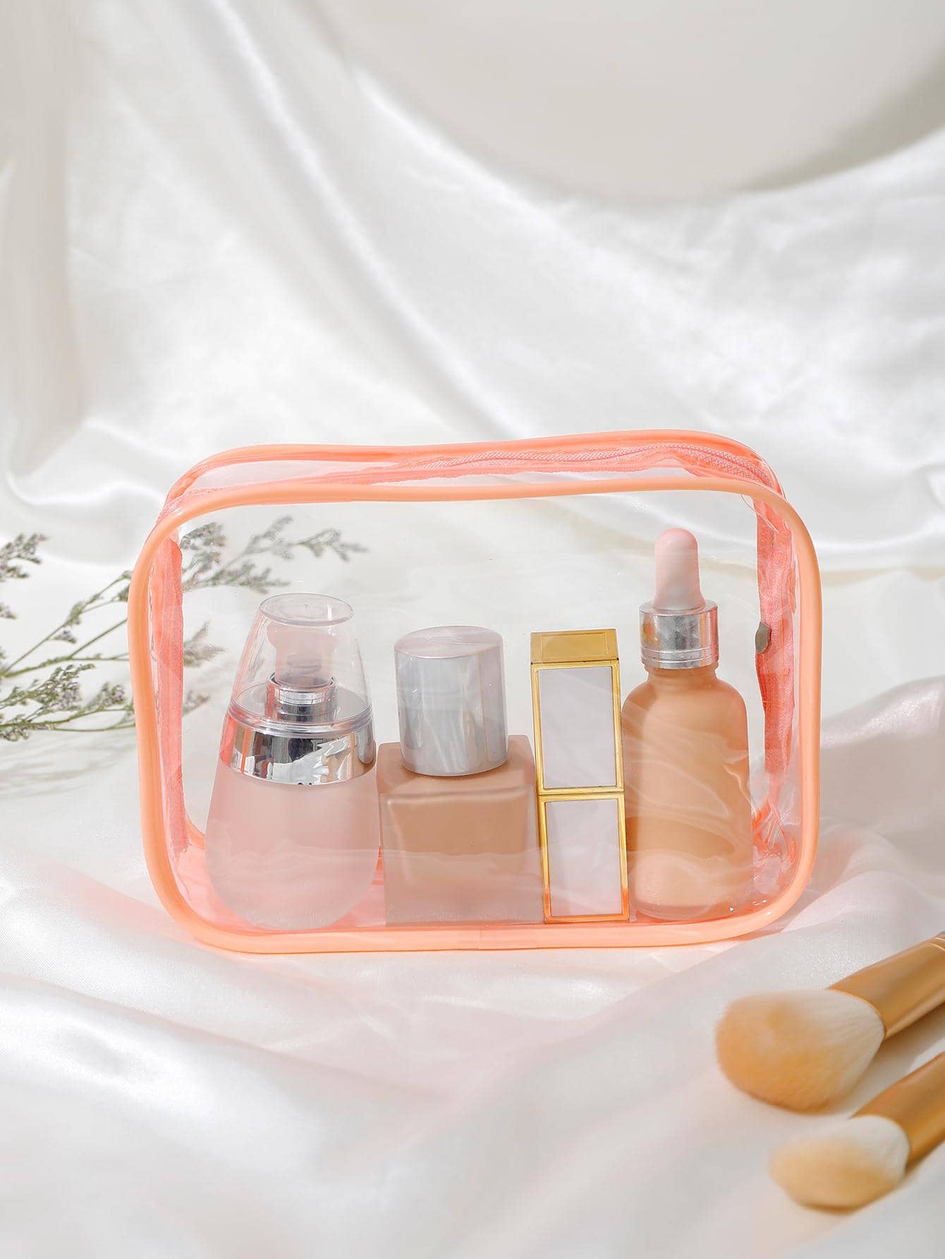 透明對比裝訂化妝包PVC防水旅行化妝包