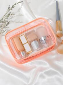 透明對比裝訂化妝包PVC防水旅行化妝包
