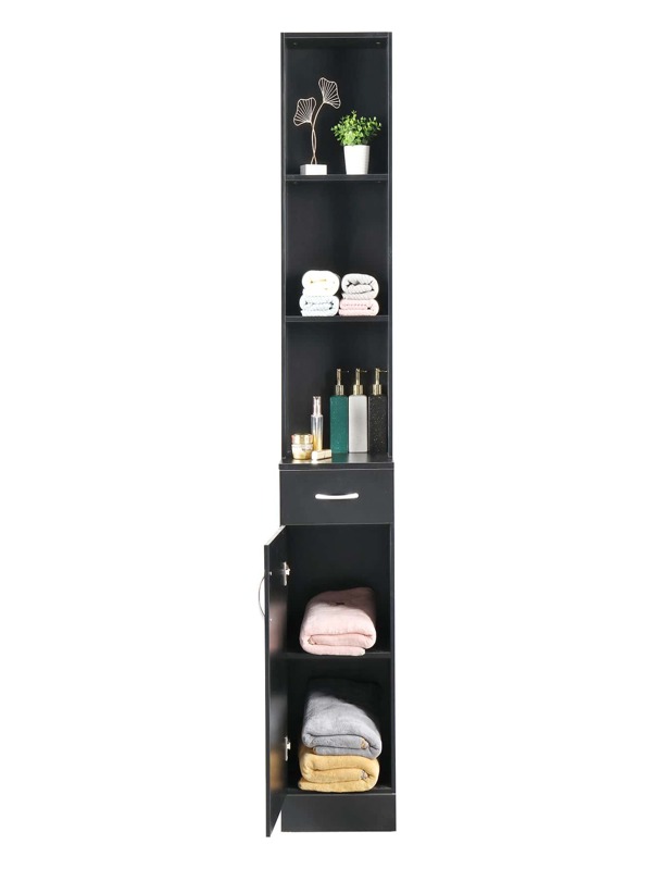 Tall Bathroom Storage 5Tier Wooden Freestanding Tower