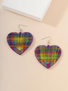 1 đôi bông tai hình trái tim bằng gỗ thời trang cho phụ nữ để trang trí hàng ngày - Nhiều màu - Xem 3