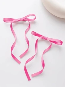 2入組女士蝴蝶結裝飾時尚鴨嘴夾適用於頭髮裝飾用品 - 玫紅色 - 查看 2