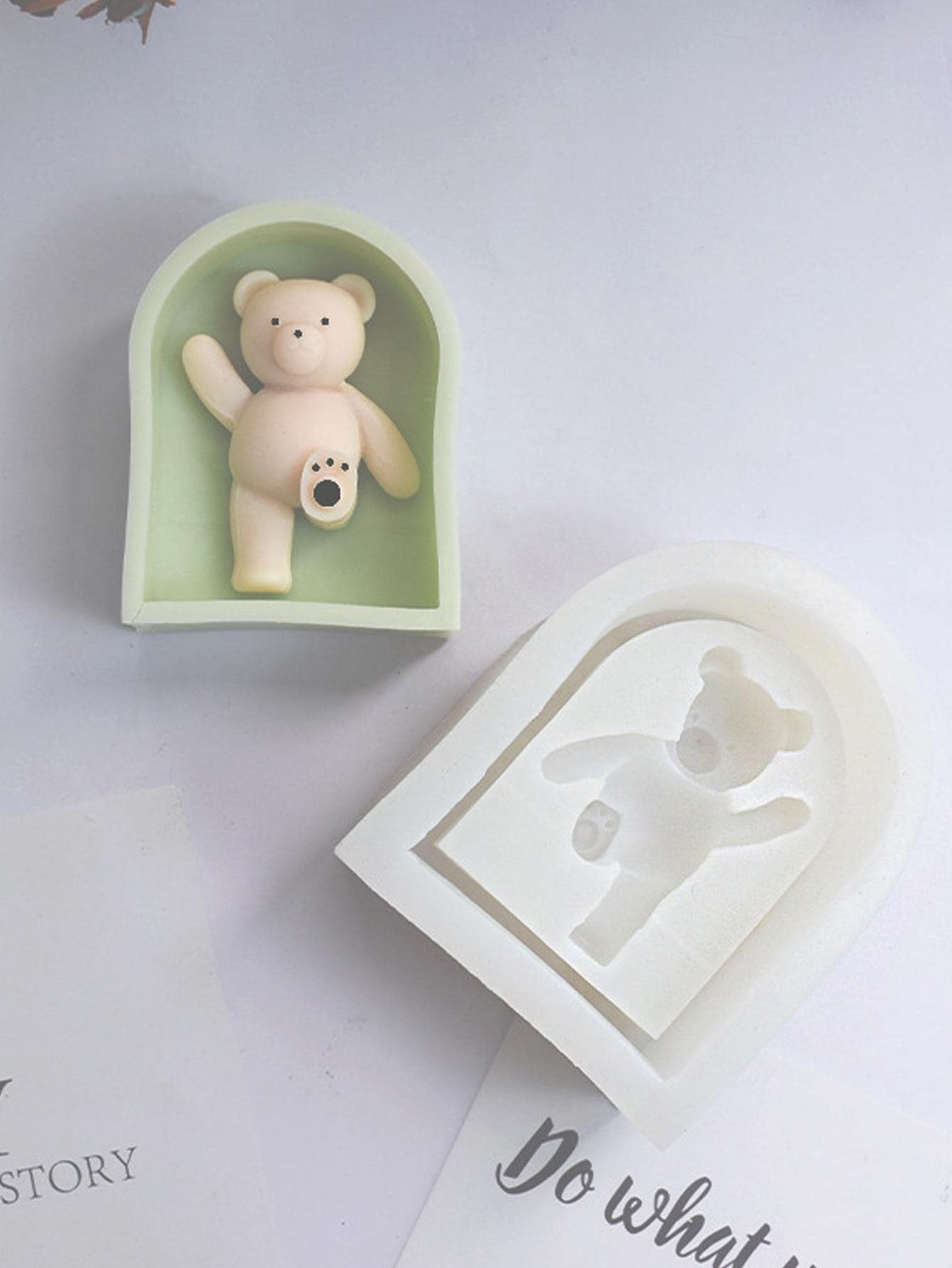 1入組矽膠現代熊設計DIY矽膠模具 - 白色 - 查看 1