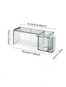 1pc Clear Dust-proof Wall Mounted Toothbrush Holder - Grey - View 2