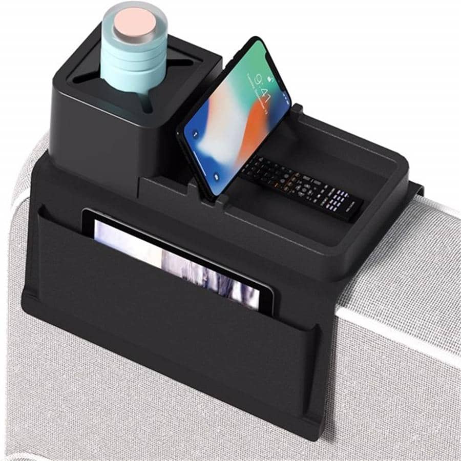 Portable Couch Drink Holder - Couch Arm Tray and Cup Holder Accessory Suitable for Sofa Armrests - màu đen - Xem 1