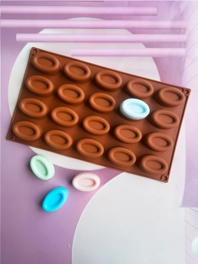 1入組矽膠橢圓形設計糖果模具