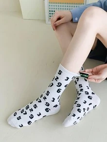 Calcetines de tripulación con patrón de número - Multicolor - Ver 2