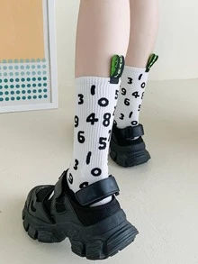 Calcetines de tripulación con patrón de número - Multicolor - Ver 5