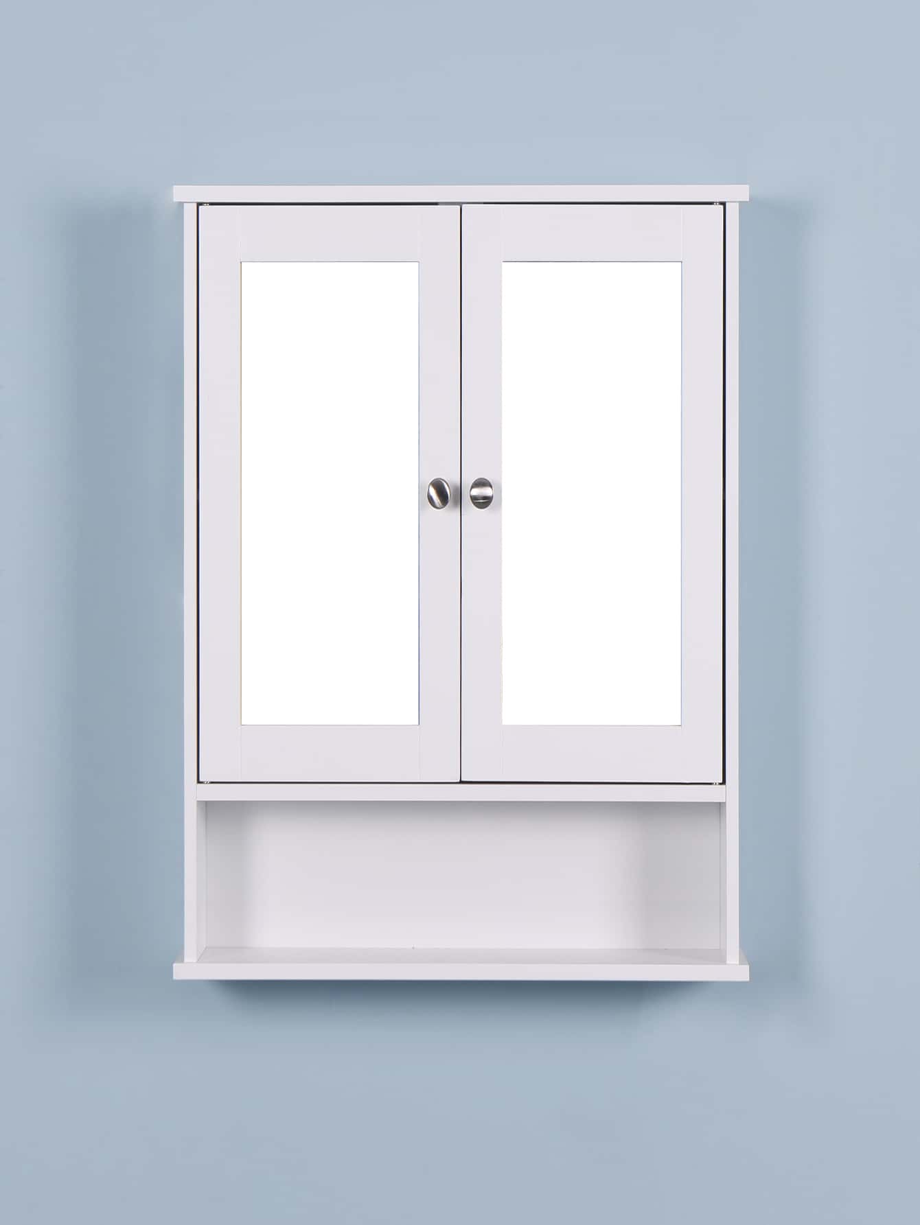 TwoDoor Bathroom Storage,Wall Mounted Bathroom with 2 Mirrored Doors and Adjustable