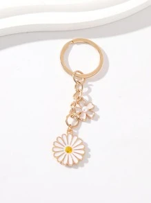 雛菊吊墜鑰匙圈 - 金色 - 查看 4