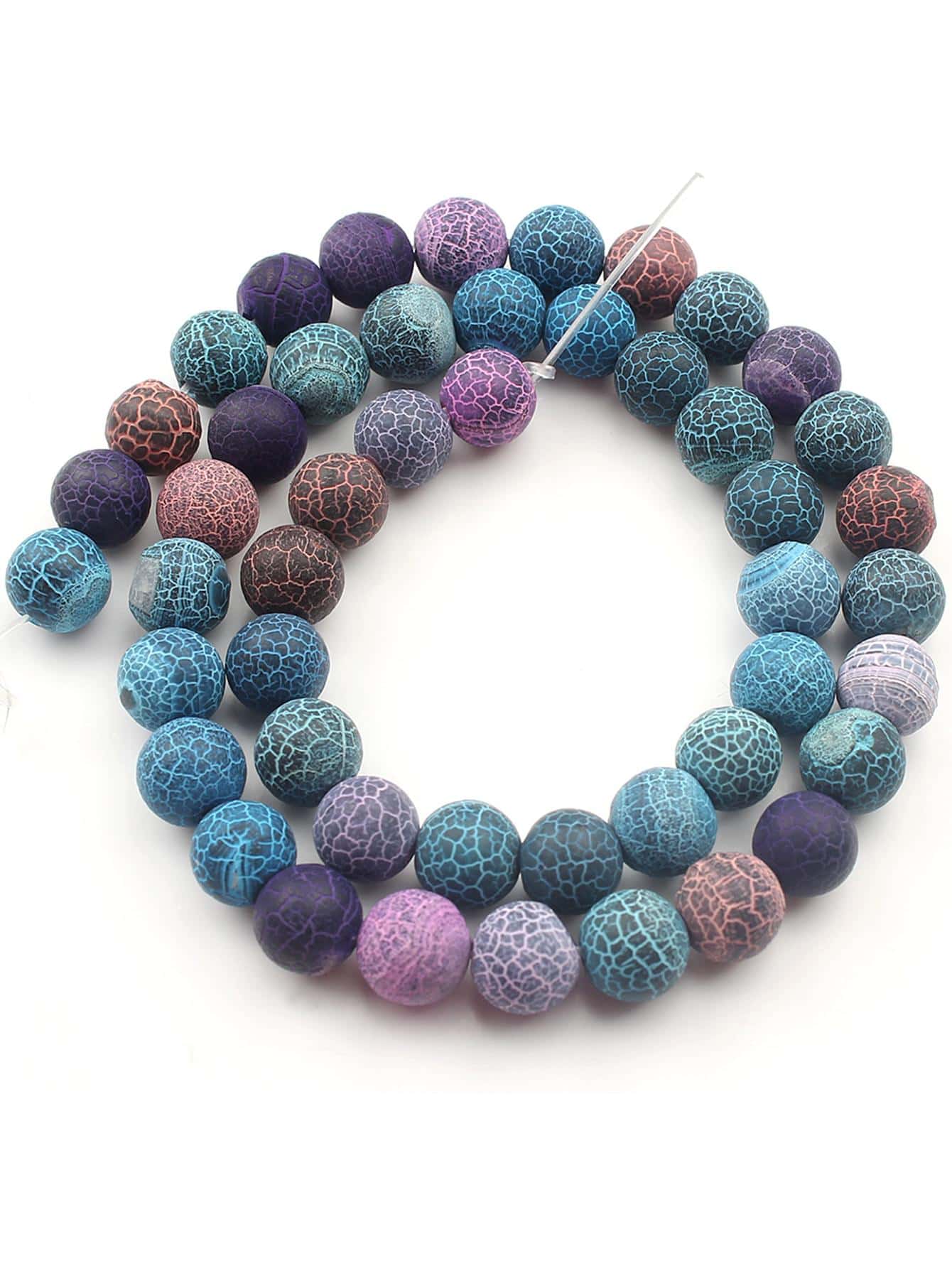 1 Strand Dark Blue Frosted Oxidized Weathered Volcanic Stone Beads For Diy Bracelet/necklace Making, 6/8/10mm, 38cm In Length
