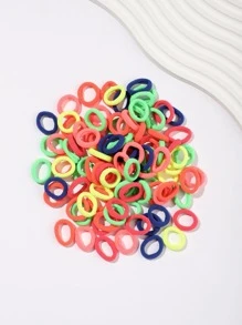 100入組女士素色休閒髮圈適用於日常生活 - 彩色 - 查看 1