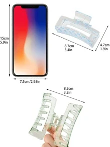 1pc/4pcs Khaki Square Hair Claw Clip, 8.5cm,Dopamine Hair Clips Hair Jaw Clip Hair Clamps Hair Clutch Hair Catcher Clip, Casual Fall Winter Hair Accessories For Women For Vacation Outfits Woman - Multicolor - View 4