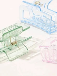 1pc/4pcs Khaki Square Hair Claw Clip, 8.5cm,Dopamine Hair Clips Hair Jaw Clip Hair Clamps Hair Clutch Hair Catcher Clip, Casual Fall Winter Hair Accessories For Women For Vacation Outfits Woman - Multicolor - View 3