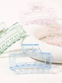 1pc/4pcs Khaki Square Hair Claw Clip, 8.5cm,Dopamine Hair Clips Hair Jaw Clip Hair Clamps Hair Clutch Hair Catcher Clip, Casual Fall Winter Hair Accessories For Women For Vacation Outfits Woman - Multicolor - View 2