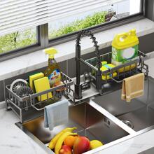 1pc Carbon Steel Multifunctional Kitchen Drain Rack