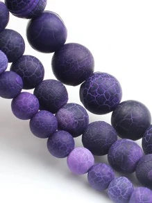 1 Dây Hạt Đá Núi Lửa Bị Oxy Hóa Màu Xanh Đậm Mờ Để Tự Làm Đồ Trang Sức, 6/8/10 Mm, Chiều Dài 38Cm - Màu tím - Xem 2