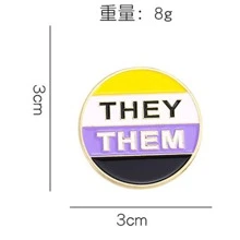 LGBT時尚鋅合金字母細節圓形胸針日常裝飾 - 彩色 - 查看 2