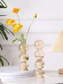 1pc Glass Flower Vase, Modern Geometric Design Vase For Home - Gold - View 2