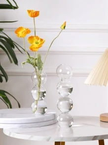 1pc Glass Vase, Creative Flower Vase For Home Decor Room Decor - Clear - View 2
