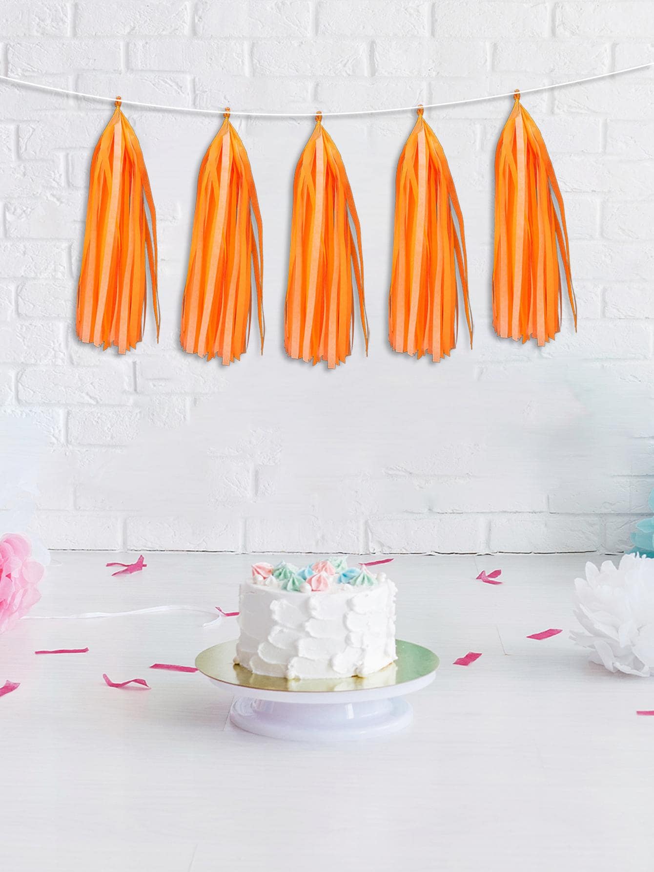 5 Chiếc Thiết Kế Tua Rua Trang Trí Cờ Kéo, Tua Rua Treo Giấy Hiện Đại Cho Bữa Tiệc - trái cam - Xem 1