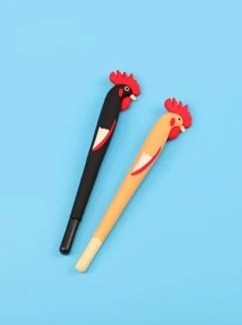 2入組卡通雞設計中性筆 - 彩色 - 查看 1