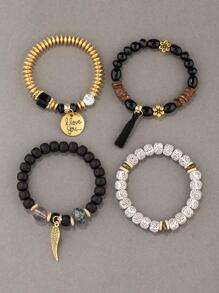 4入组/套流蘇墜飾串珠手鏈 - 彩色 - 查看 2