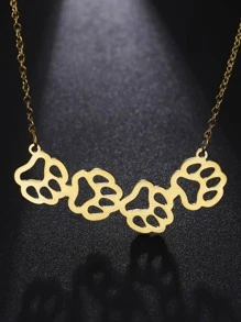 1入組可愛不銹鋼爪子吊墜項鏈適合女士日常裝飾 - 金色 - 查看 1