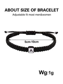 Pulsera de hilo con decoración de letras para hombre, para regalo de joyería y fiesta - Negro - Ver 4