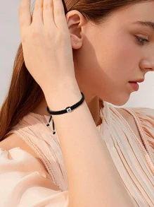 Pulsera de hilo con decoración de letras para hombre, para regalo de joyería y fiesta - Negro - Ver 6