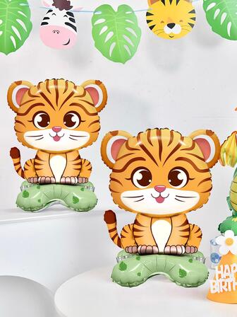 2 piezas Set globo decorativo de mascota moderno con patrón de tigre para fiesta