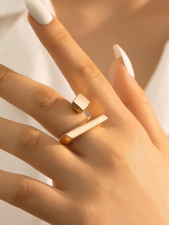 矩形裝飾開口戒指