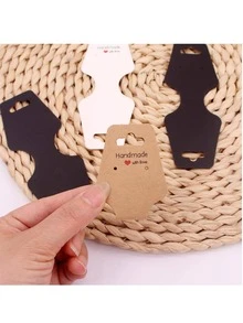 10pcs Paper Jewelry Storage Card, Modern Letter & Heart Pattern Jewelry Display Card For Home - White - View 5