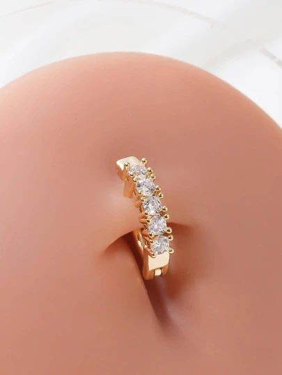 1st Funky Cubic Zirconia Dekor Navel Belly Ring för kvinnor för daglig dekoration