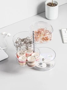 1入組多層透明可旋轉文具收納盒 - 無色 - 查看 4