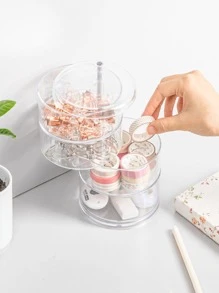 1入組多層透明可旋轉文具收納盒 - 無色 - 查看 1