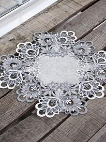 1入組花卉刺繡現代滌綸桌墊 - 灰色 - 查看 1