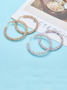 魅力四射水鑽裝飾圓耳環適合女士適合派對 - 銀色 - 查看 5