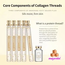 Juego de levantamiento de hilo de proteína de oro de seda, relleno facial, línea de colágeno absorbible, reafirmante, regordeta, antiarrugas, cuidado de la piel coreano - Dorado - Ver 10