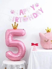 1pc Letter Design Birthday Party Decorative Balloon, Christmas - Pink - View 2