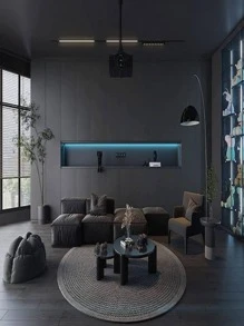 1入組素色牆紙 - 深灰色 - 查看 1