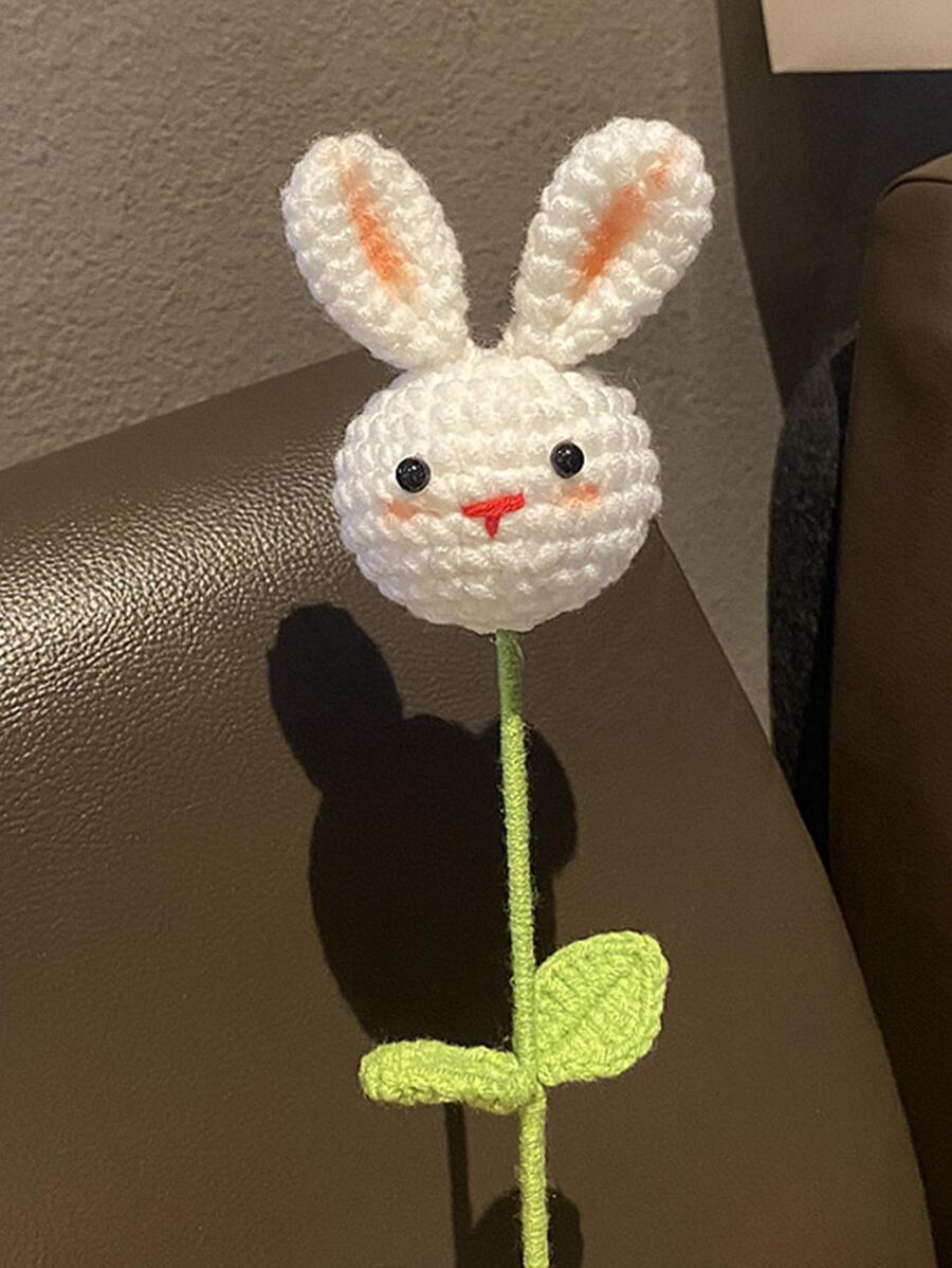 1入手編太陽花兔毛線模擬花束,可愛的自製禮物 - 白色 - 查看 1