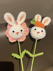 1入手編太陽花兔毛線模擬花束,可愛的自製禮物 - 白色 - 查看 6