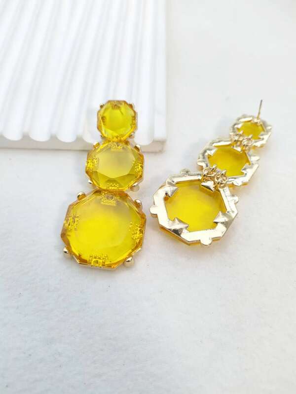 1pair Fashionable Polyresin Geometric Drop Earrings For Women For Gift