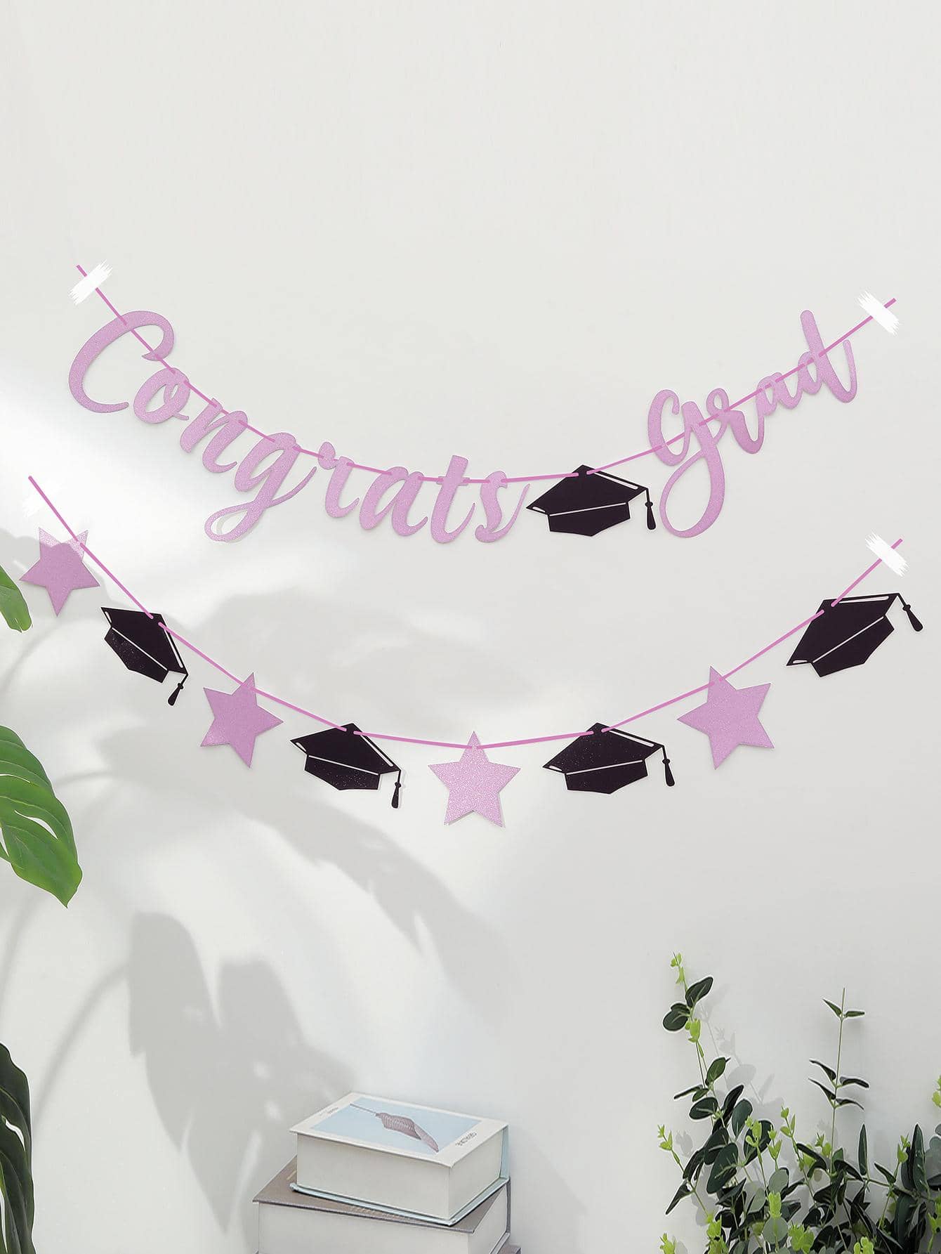 1入組畢業派對裝飾拉旗 - 粉色 - 查看 1