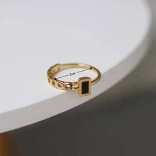 Gemstone Decor Chain Detail Ring - Yellow Gold - View 3