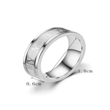 1入不鏽鋼時尚6mm羅馬數字戒指,金色 - 銀色 - 查看 4